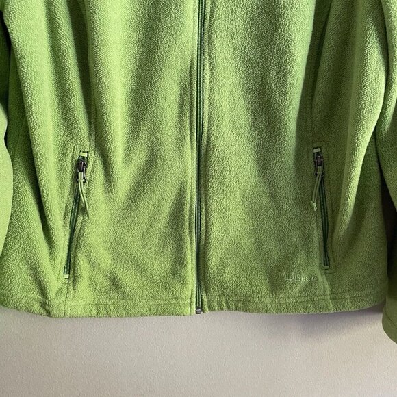 L.L. Bean Women Sz M Lime Green Full Zip Polartec Fleece Zip Pockets Jacket - Picture 2 of 9